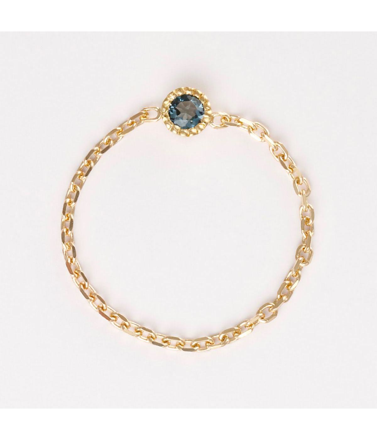 "Arden" Chain Ring - 375/1000 Yellow Gold And London Blue Topaz