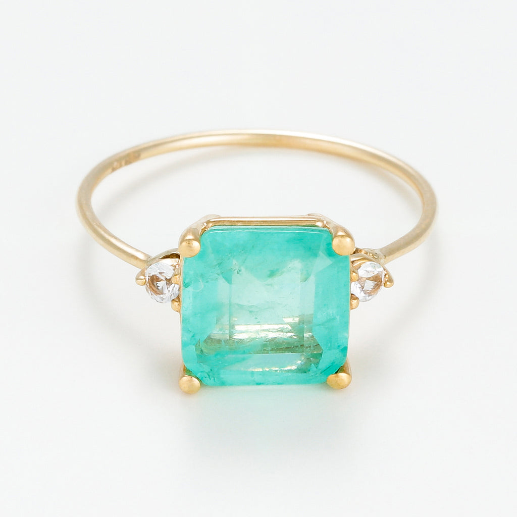 "Hope 0.5Ct/1" Ring - 375/1000 Yellow Gold And Blue Quartz/Topaz