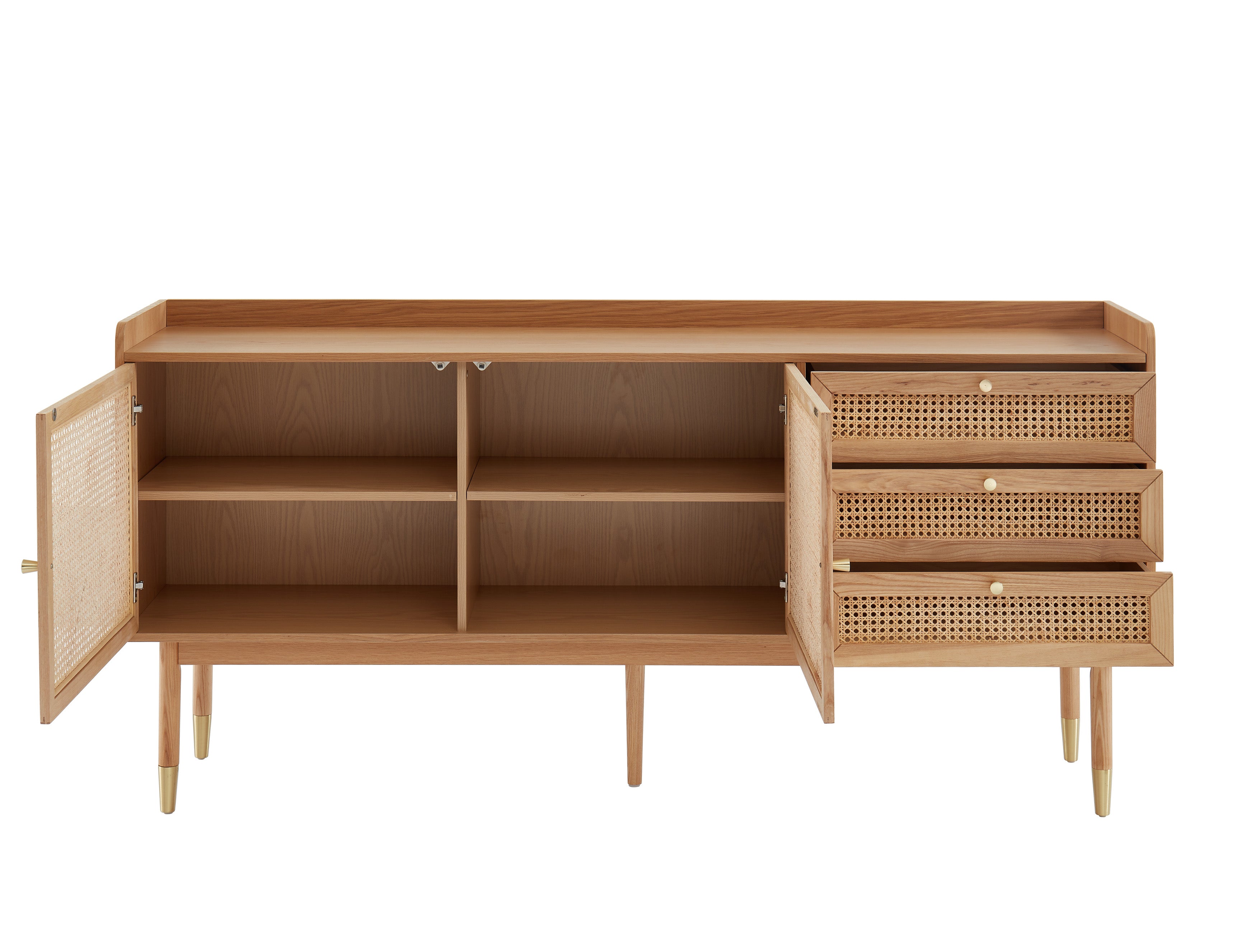 Leon - Sideboard - Oak And Rattan Caning