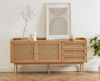 Leon - Sideboard - Oak And Rattan Caning