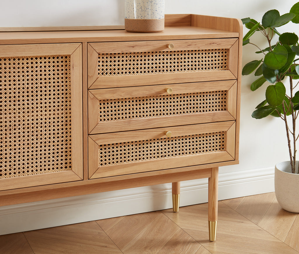 Leon - Sideboard - Oak And Rattan Caning