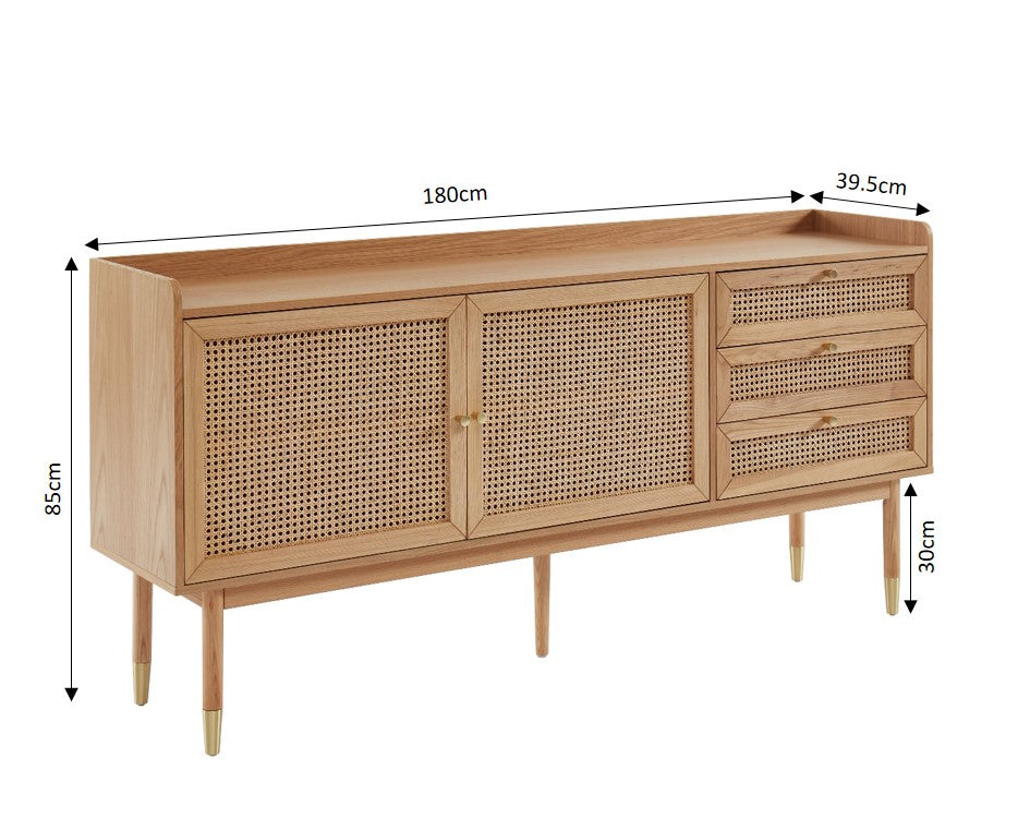 Leon - Sideboard - Oak And Rattan Caning
