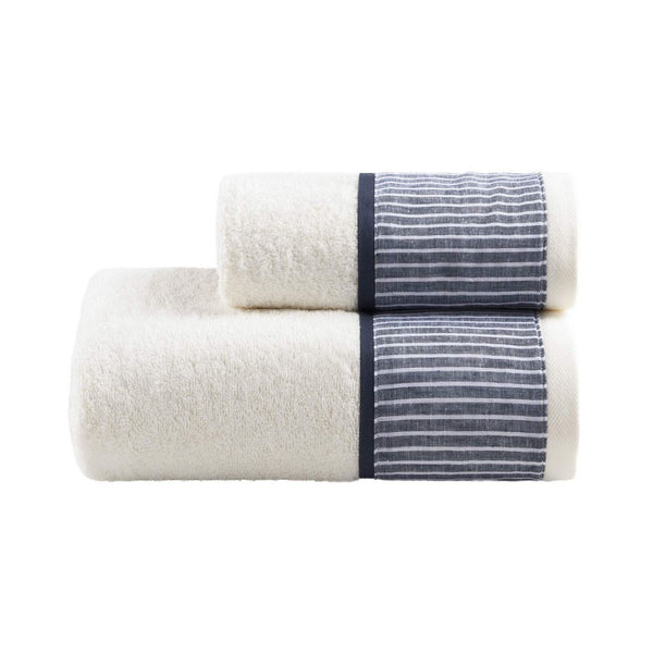 Conjunto De Toallas De Baño Y De Invitados Castellina - Marfil/Denim