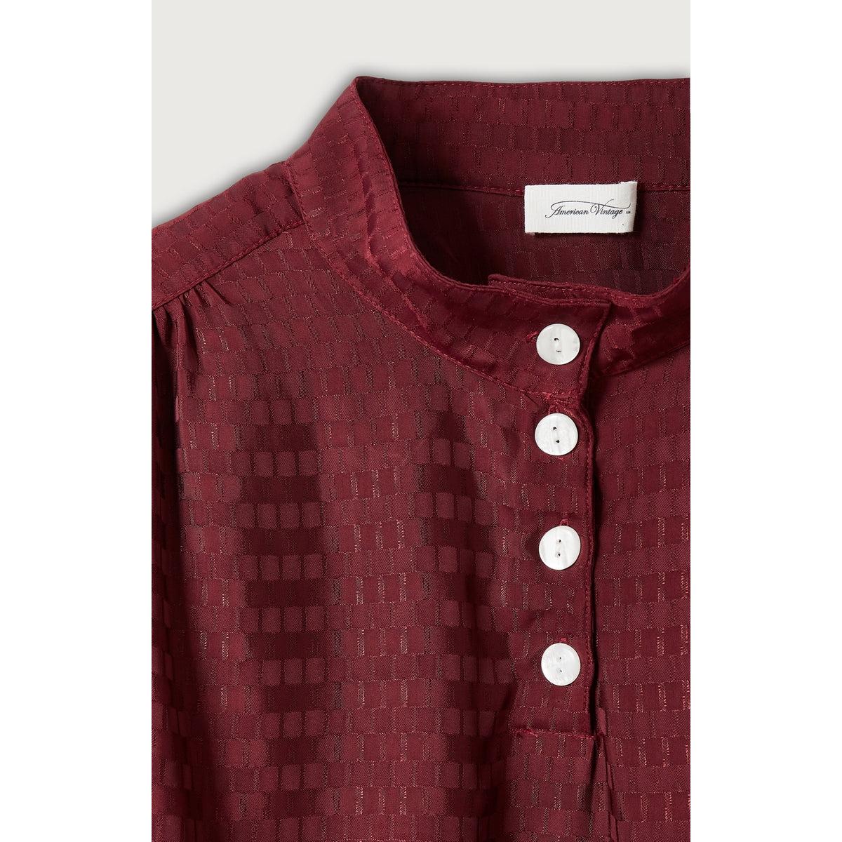 Robe Courte Ample Col Boutonné - Cardinal - Femme