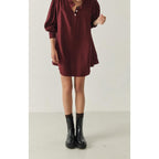 Robe Courte Ample Col Boutonné - Cardinal - Femme