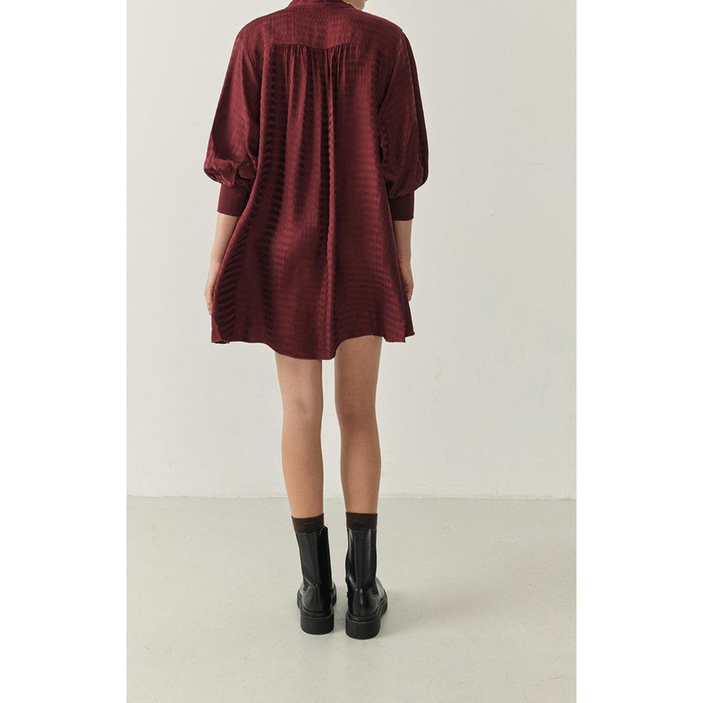 Robe Courte Ample Col Boutonné - Cardinal - Femme