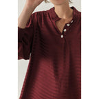 Robe Courte Ample Col Boutonné - Cardinal - Femme