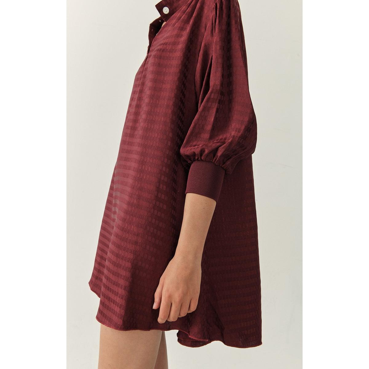 Robe Courte Ample Col Boutonné - Cardinal - Femme