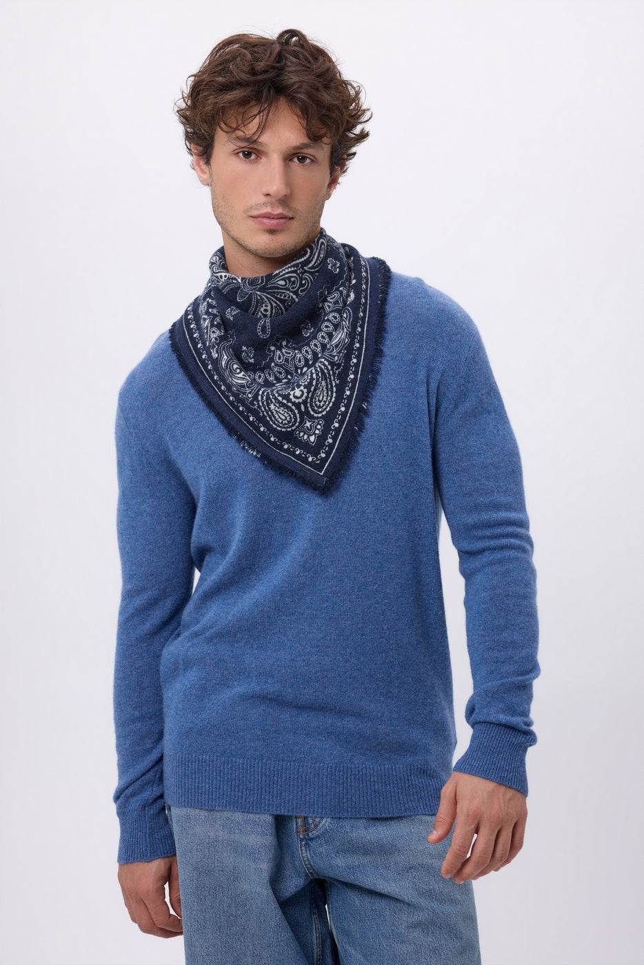 Small Butterfly Bandana - Navy Blue - Men