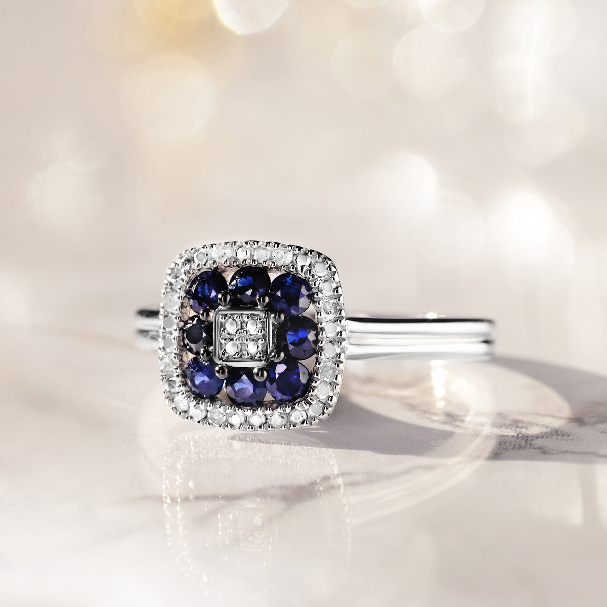 “Volga” ring D0.03/8 & Sapphire 0.58/8