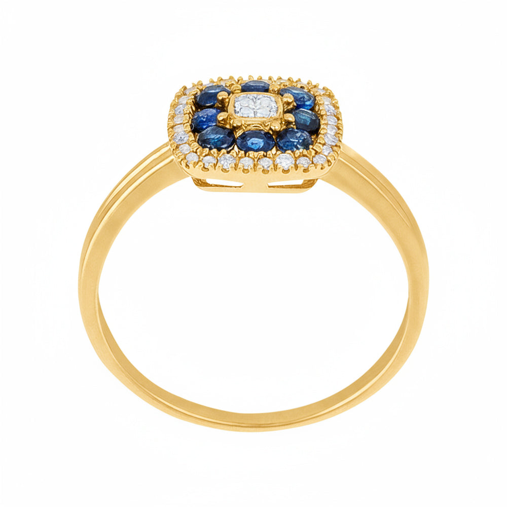 Anillo "Volga" Diamantes 0,03/8 & Zafiro 0,58/8 - Oro Amarillo 375/1000