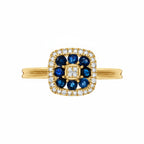 Anillo "Volga" Diamantes 0,03/8 & Zafiro 0,58/8 - Oro Amarillo 375/1000
