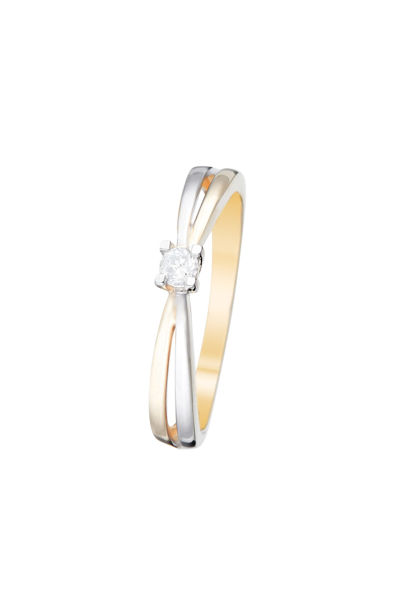 "My Beloved" Ring, Diamonds 0.08/1 - Two-tone Gold 375/1000