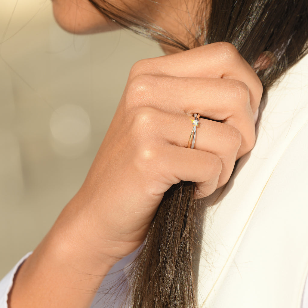 "My Beloved" Ring, Diamonds 0.08/1 - Two-tone Gold 375/1000