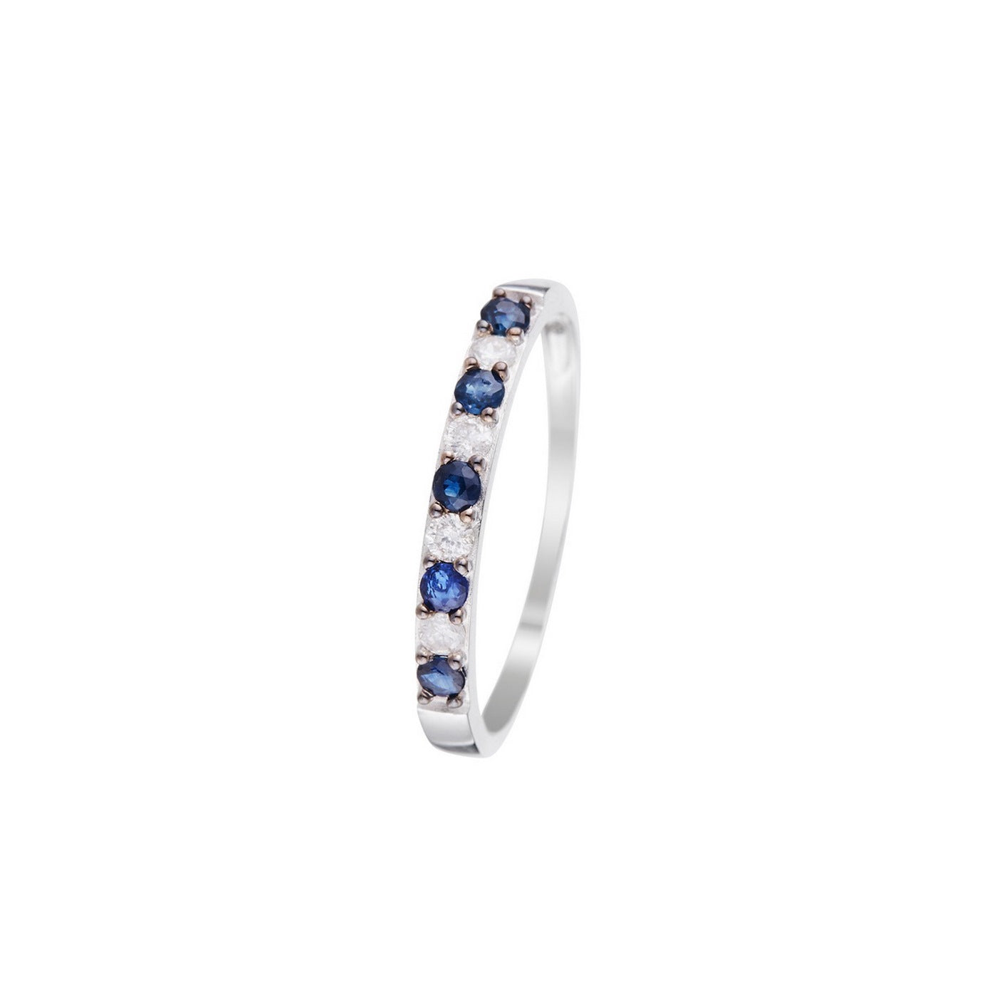 "Séoul" Ring Diamonds 0.11/4 & Sapphire 0.25/5 - White Gold 375/1000