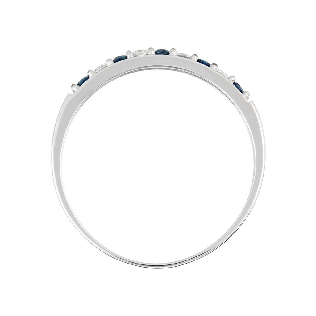 Bague "Séoul" D0,11/4 & Saphir 0,25/5 - Or Blanc 375/1000