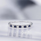 "Séoul" Ring Diamonds 0.11/4 & Sapphire 0.25/5 - White Gold 375/1000