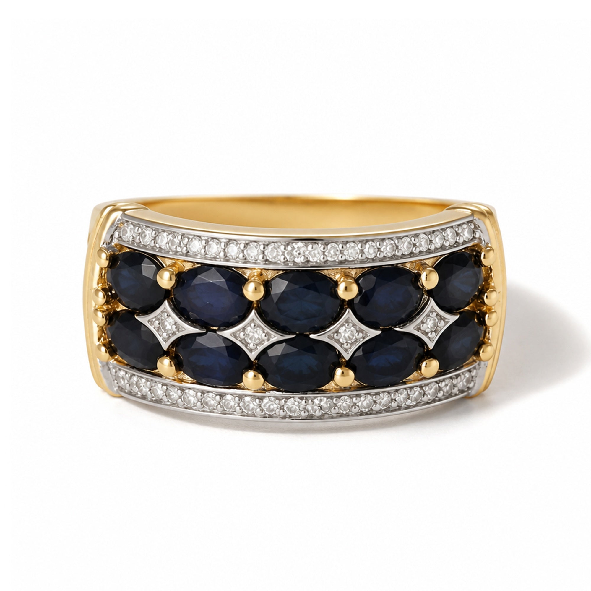 "Hanoï" Ring Diamonds 0.09/24 & Sapphire 2.5/10 - Yellow Gold 375/1000