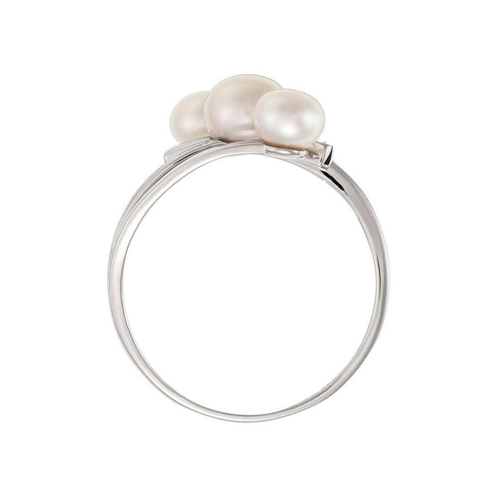 Pierścionek "Kawai" D0,03/5 i Perły – Białe Złoto 375/1000