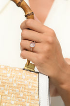 "Rose Dragée" Ring Diamonds 0.11/12 & Rose Quartz 4.8/1 - Rose Gold 375/1000