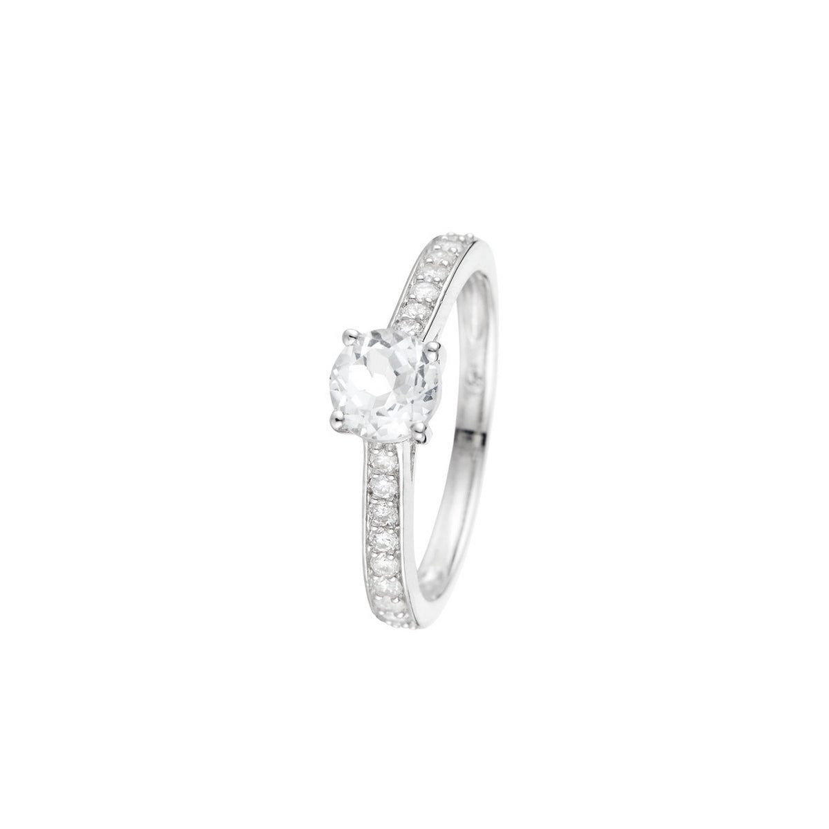 Bague "Héra" Diamants 0,31/18 & Topaze Blanche 0,90/1 - Or Blanc 375/1000