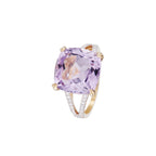 "Pink Fiction" Ring Diamonds 0.25/40 & Pink Amethyst 7.92/1 - Yellow Gold 375/1000