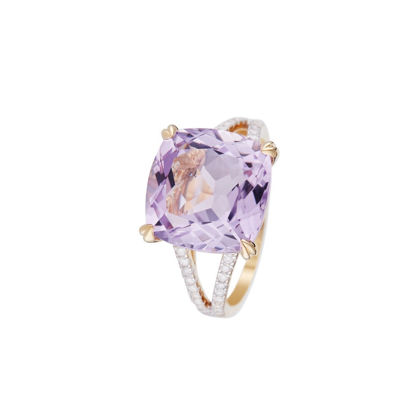 "Pink Fiction" Ring Diamonds 0.25/40 & Pink Amethyst 7.92/1 - Yellow Gold 375/1000