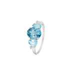"Blue Hill" Swiss Blue, London Blue And Sky Blue Topaz Ring - 375/1000 White Gold