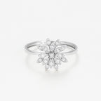 Bague "Bouquet" D0,11/17 - Or Blanc 375/1000