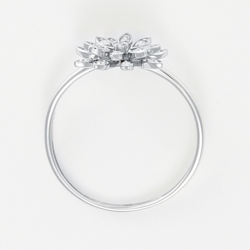 Bague "Bouquet" D0,11/17 - Or Blanc 375/1000