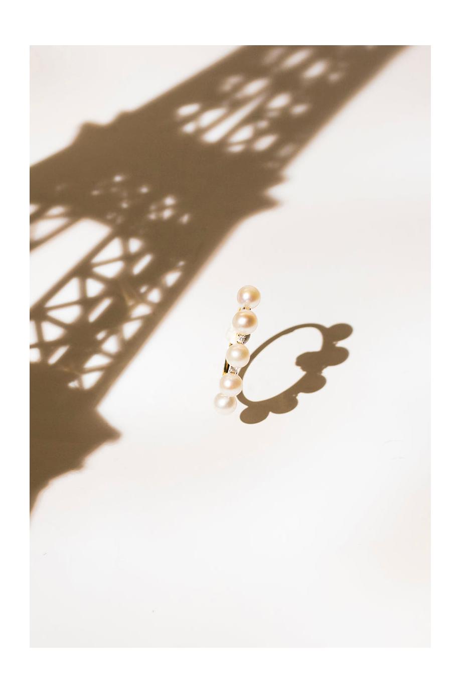 “Crown” Pearl Ring 4Mm*5 And Diamond 0.040
