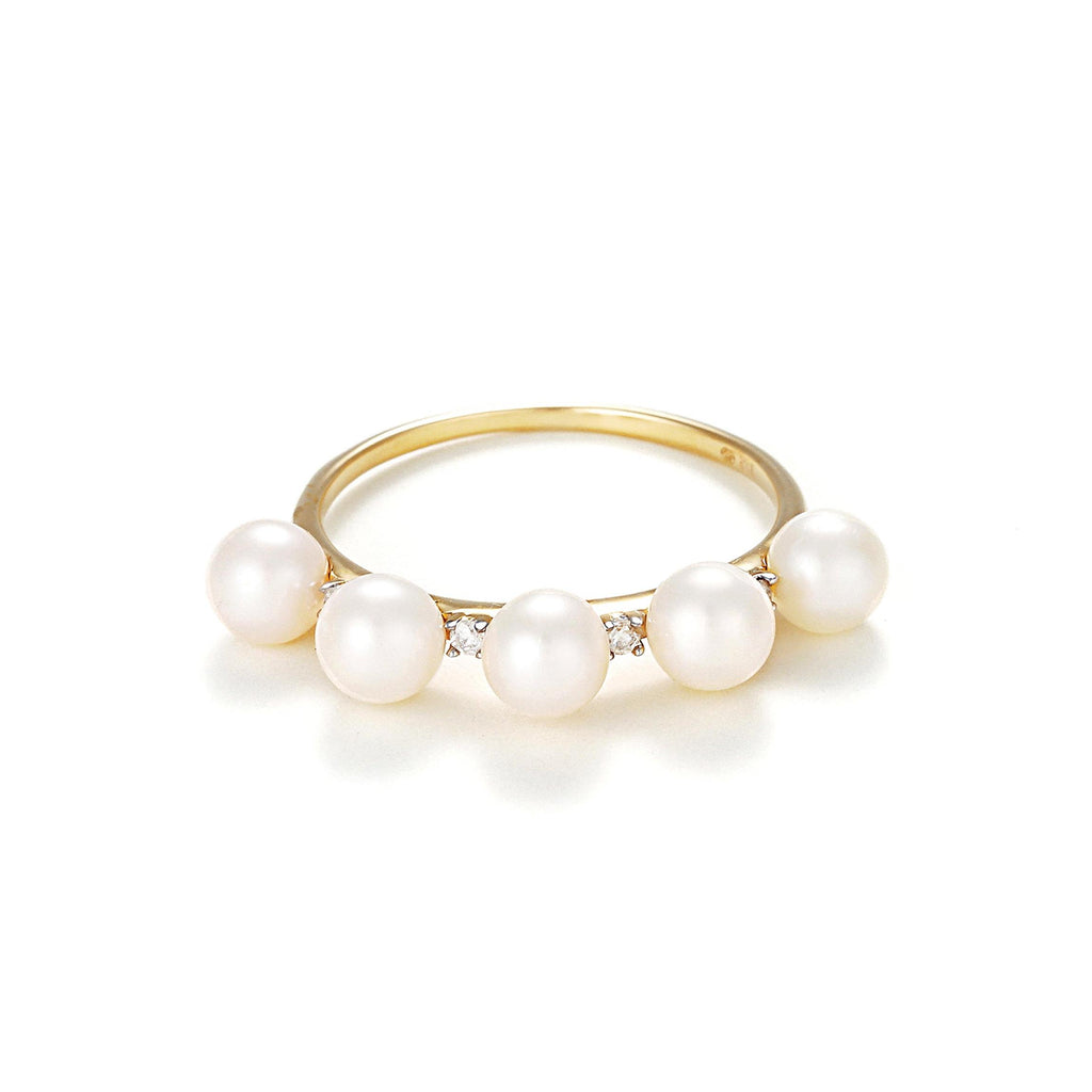 “Crown” Pearl Ring 4Mm*5 And Diamond 0.040