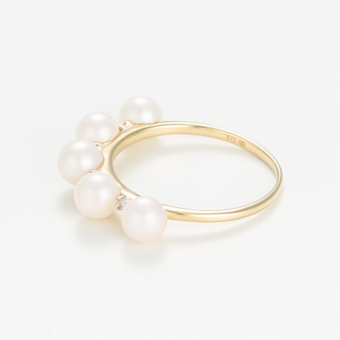 Bague Perle "Crown" 4Mm*5 & Diamant 0,040 - Or Jaune 375/1000