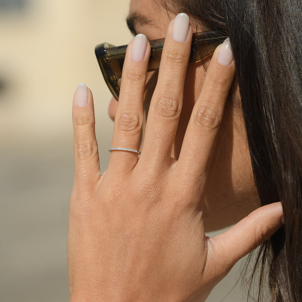 Anillo "Alliance Délice" Diamantes 0.16/20 - Oro blanco 375/1000