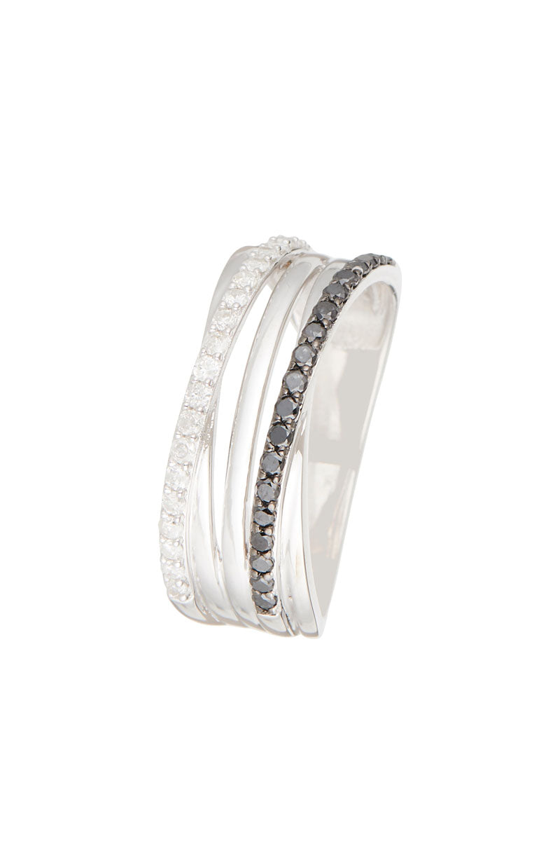 Anillo "Palmerston" Diamantes 0,20/19 y diamantes negros 0,22/19