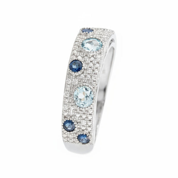Anillo "Majunga" D 0,056/16  Zafiro 0,4/4  Topacio Azul 0,528/3