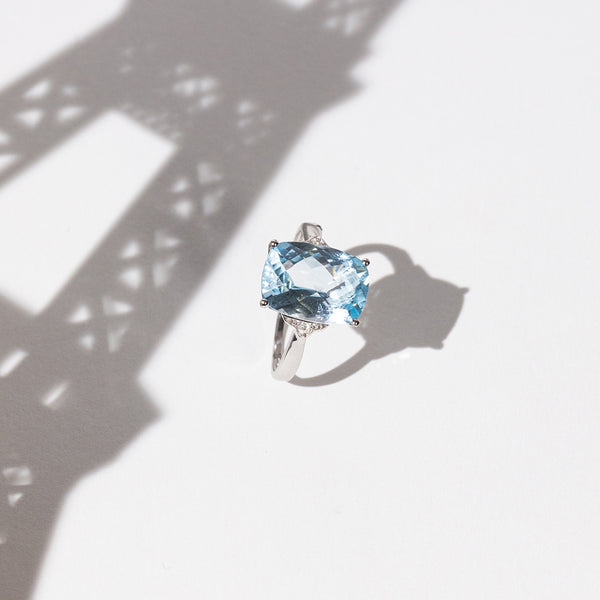 "Blue Hilll" Ring D0.03/2 Blue Topaz 9.75/1 - 375/1000 White Gold