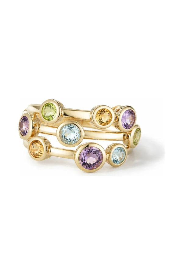 Bague "Kamina" Améthyste 0,62/3 Blue Topaze 0,5/2 Citrine 0,11/2 Péridot 0,17/2
