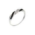 Bague "Ragon" Diamants 0,03/6 Et Diamants Noirs 0,07/8 - Or Blanc 375/1000