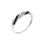 Bague "Ragon" Diamants 0,03/6 Et Diamants Noirs 0,07/8 - Or Blanc 375/1000