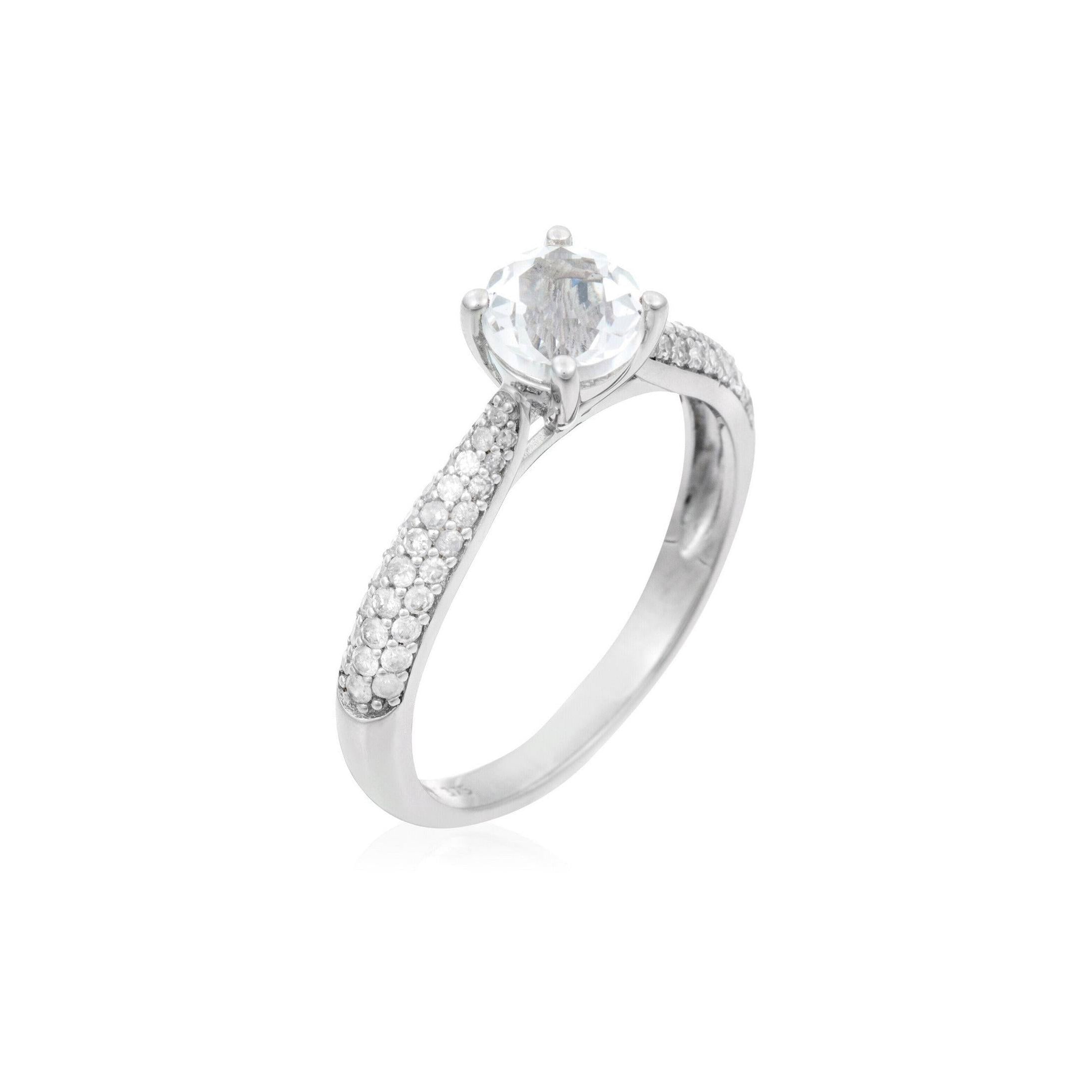 Anillo "Tawo" D 0.327/62 Topacio blanco 1.43/1 - Oro blanco 375/1000