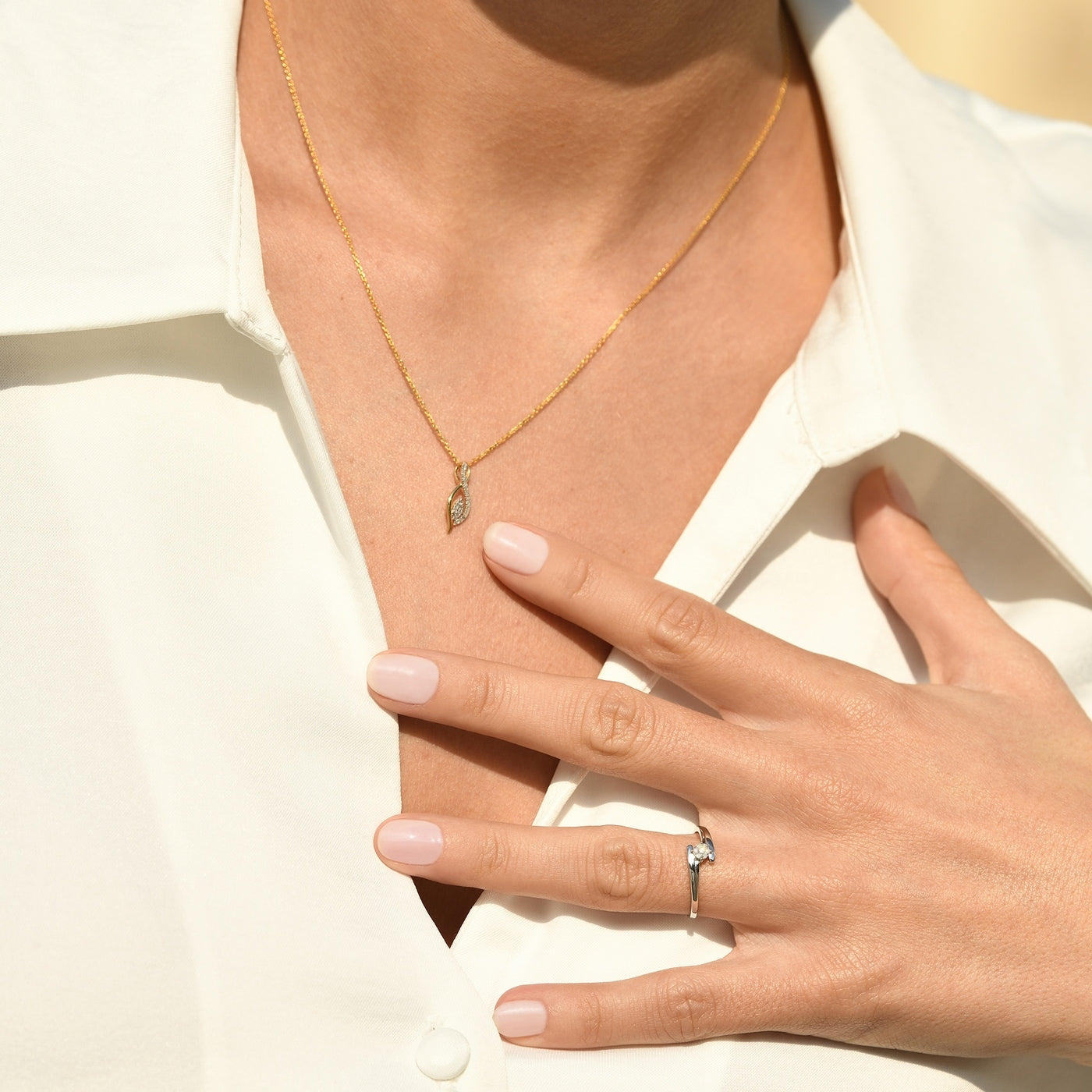 Anillo "Dava" D 0.049/7 - Oro blanco 375/1000