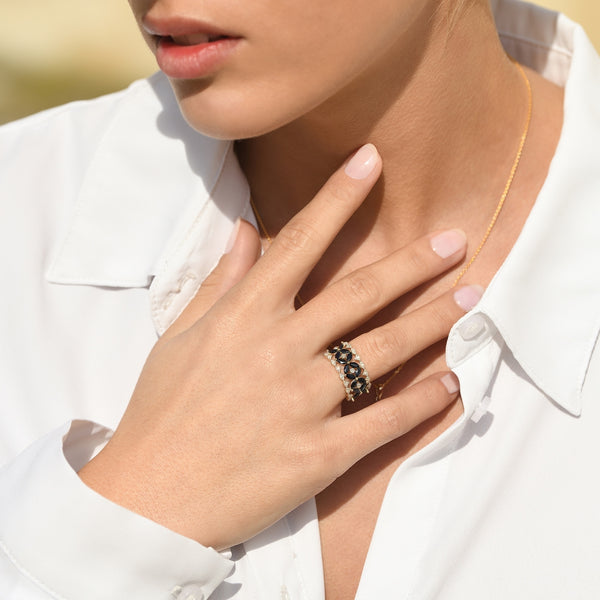 Anillo "Setar" D 0,127/23 Zafiro 0,127/16 - Oro Amarillo 375/1000