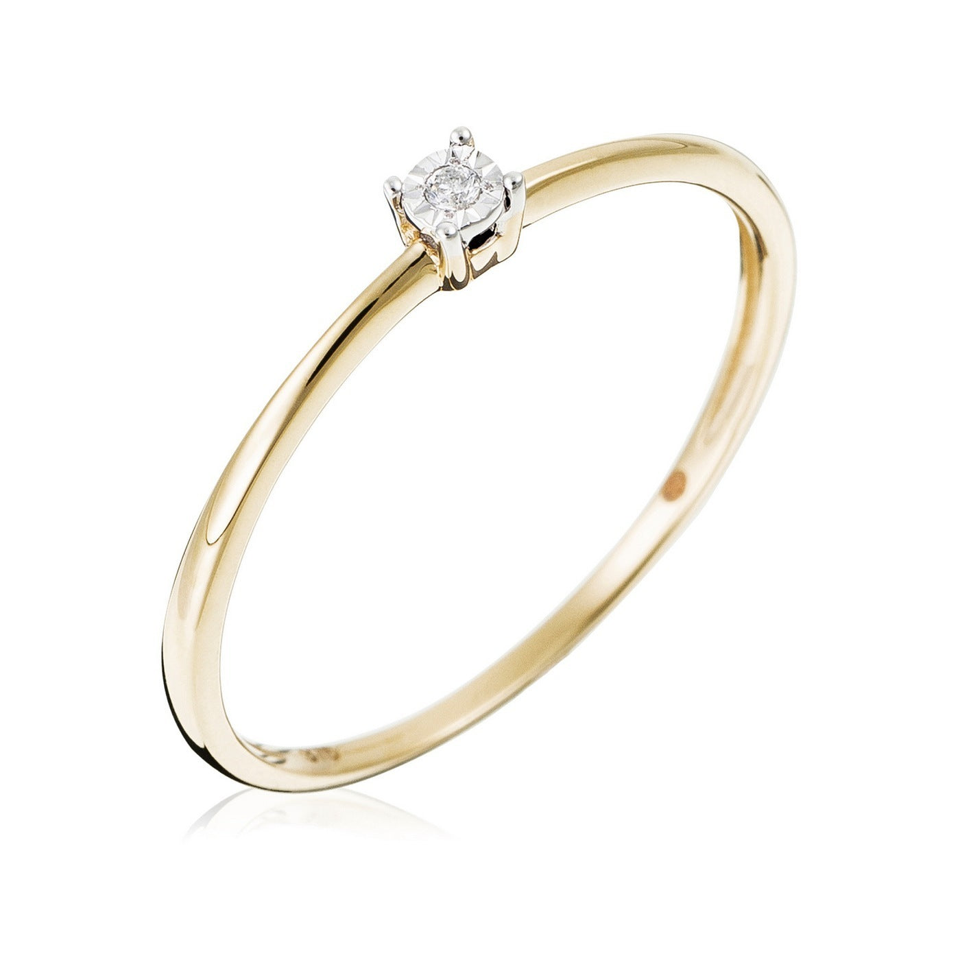 Bague "Petit Solitaire" 0,01Ct/1 - Or Jaune 375/1000