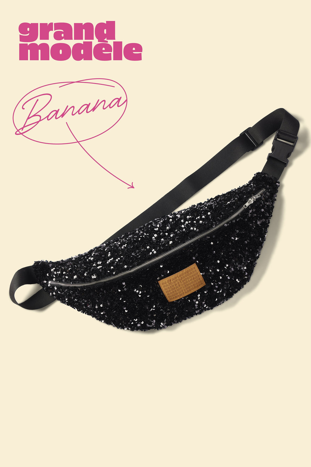 SAC BANANA SEQUINS NOIRS