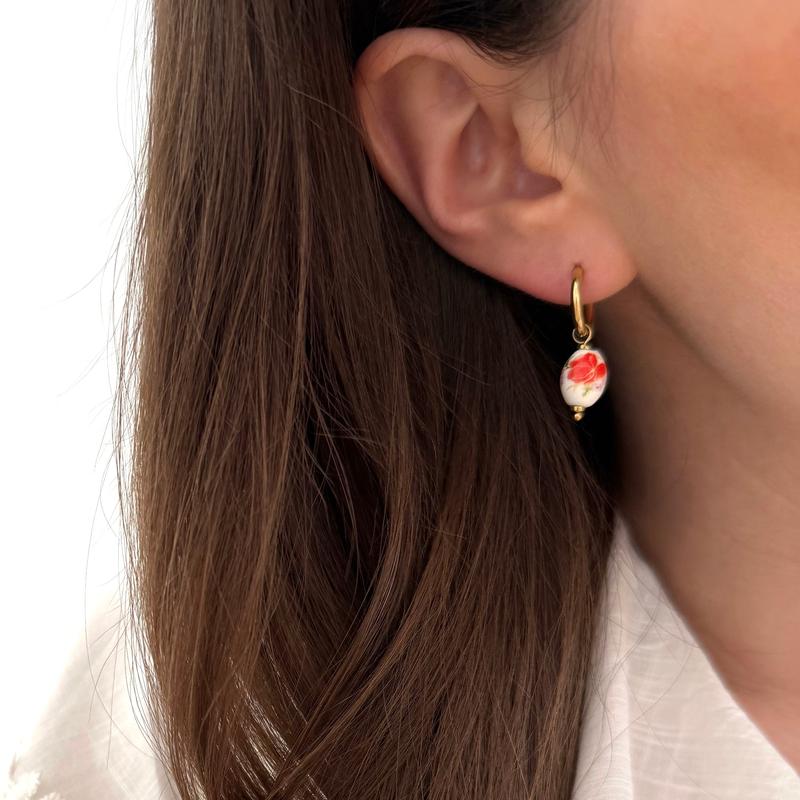 “Blossom” steel hoop earrings-Earrings-instants-plaisirs-Instants Plaisirs | Jewelry