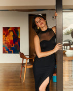 Black transparent tulle bodysuit