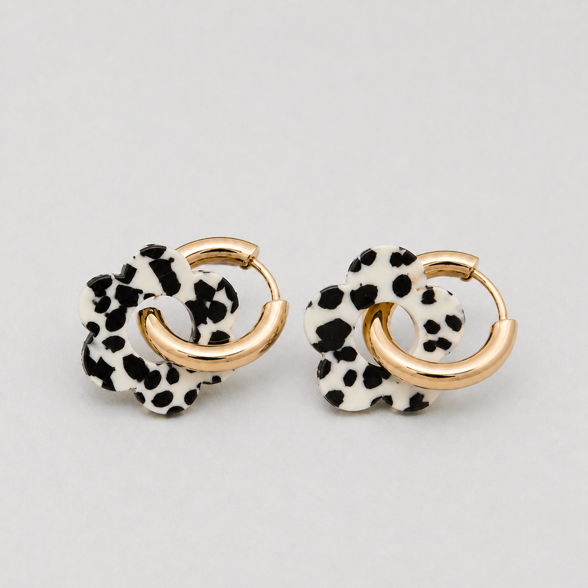 Boucles D'Oreilles Mini Stella - Doré - Noir - Blanc