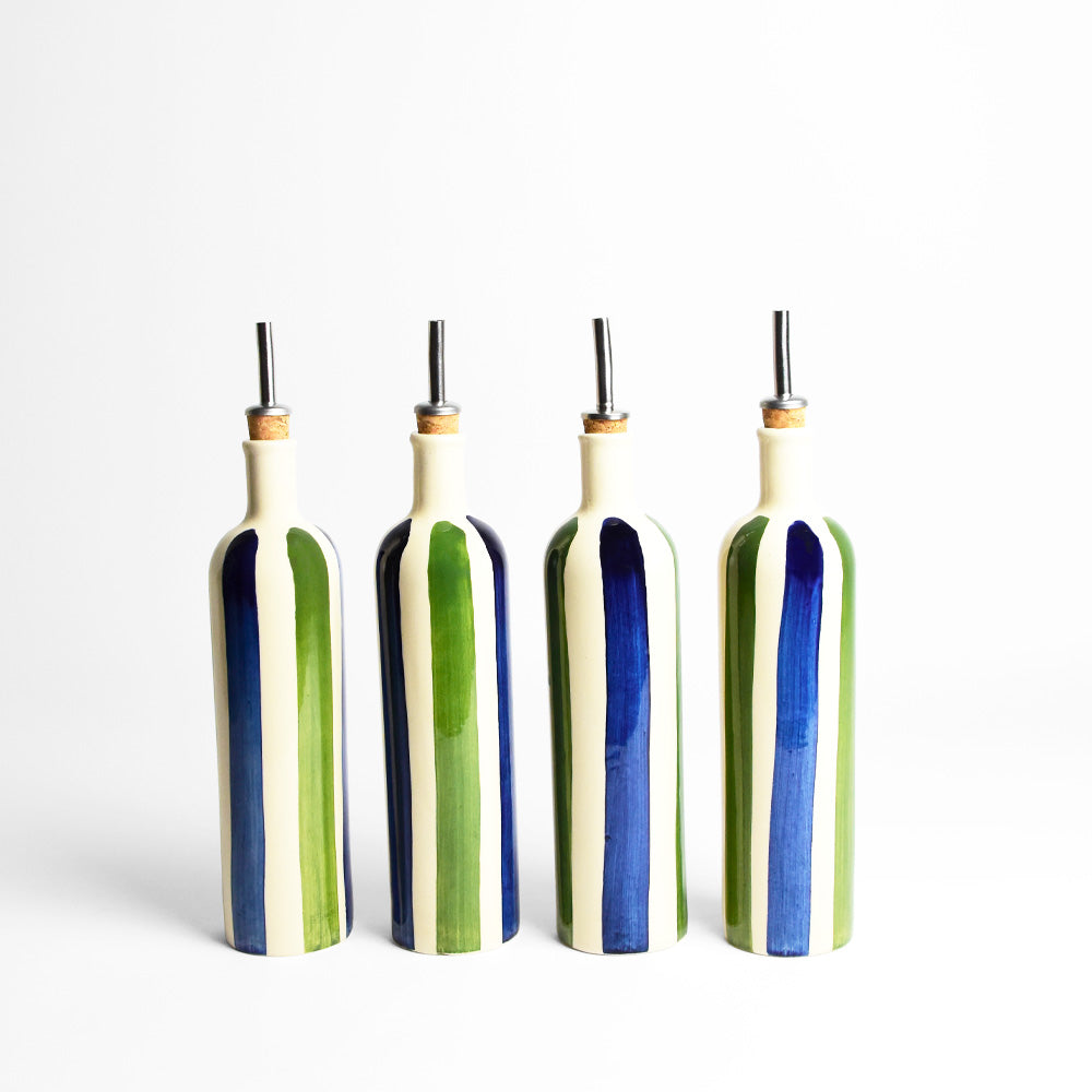 Bouteille D'Huile - Bleu & Vert Linhas