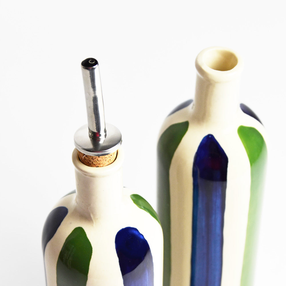 Bouteille D'Huile - Bleu & Vert Linhas